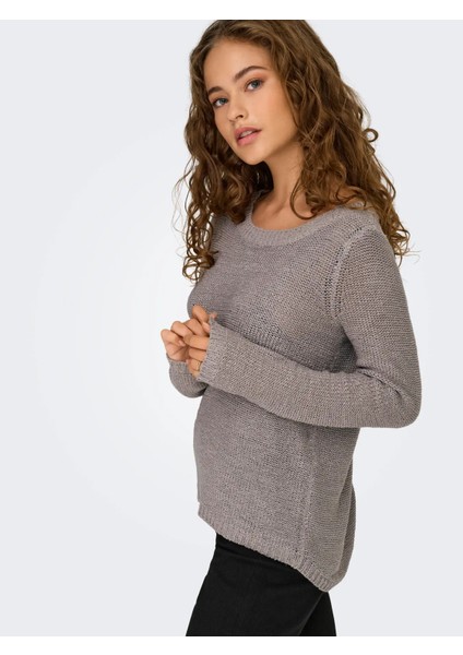 Kadın Yuvarlak Yaka Regular Fit Gri Örgü Kazak - 15113356 fiyatları