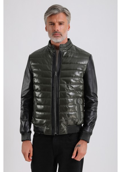 Yamal Erkek Hakiki Şişme Deri Mont