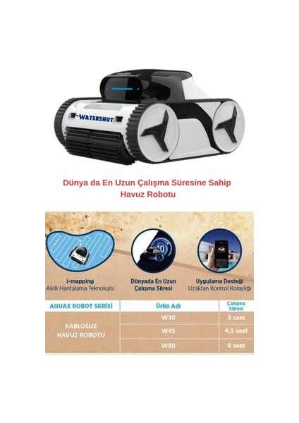 W80 Kablosuz Havuz Robotu 8 Saat Çalışma Süresi fiyatları