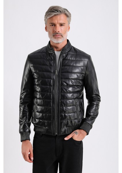 Yamal Erkek Hakiki Şişme Deri Mont