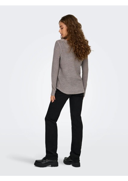 Kadın Yuvarlak Yaka Regular Fit Gri Örgü Kazak - 15113356 modelleri