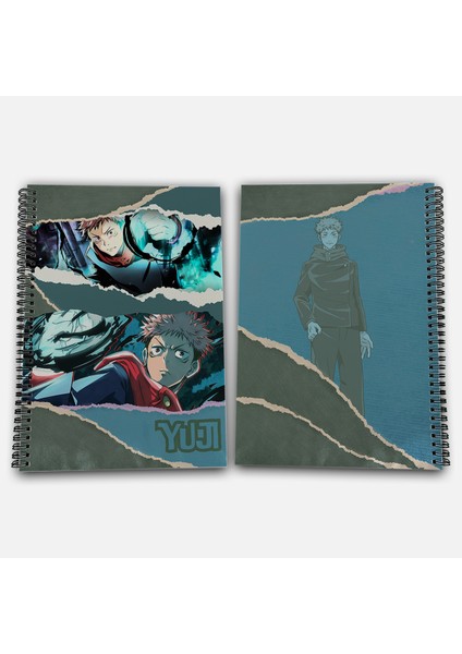 Jujutsu Kaisen Itadori Yuji Çizgili A4 Okul Defteri 72 Yaprak Model 2