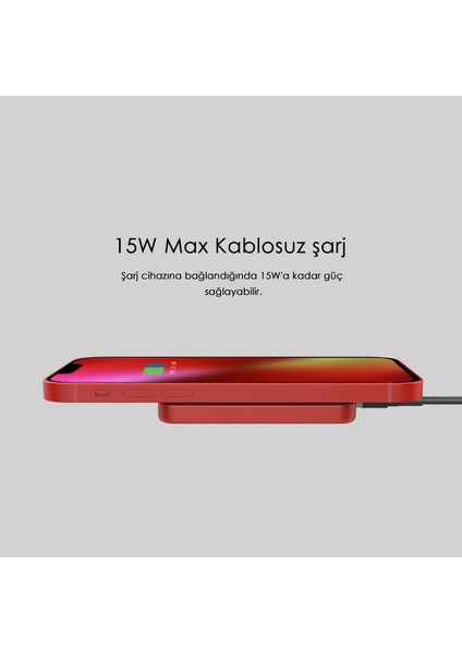 Magsafe Powerbank 4200mAh 15W Hızlı Şarj İnce ve Hafif iPhone ve Android Uyumlu