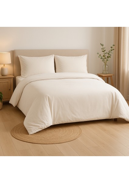 Bej Pamuklu Çift Kişilik Nevresim Takımı