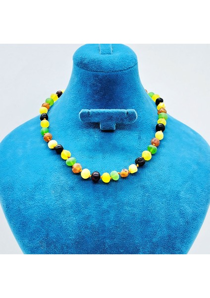 Mat Renkli Orijinal Damla Kehribar Bebek Kolye