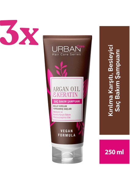 Care Argan Oil Şampuan 250 ml 3 Adet