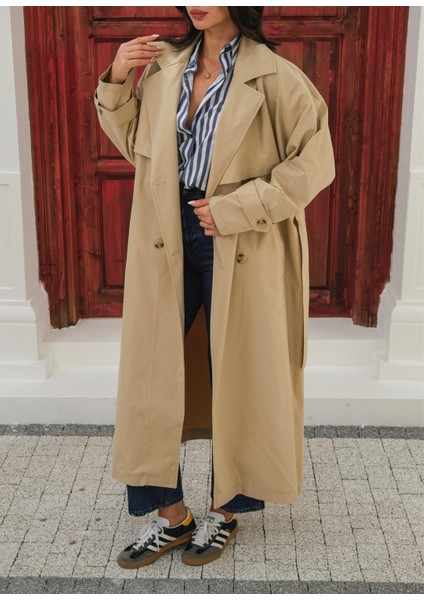 Kapsül Gardırop Kuşaklı Oversize Trench fırsatları