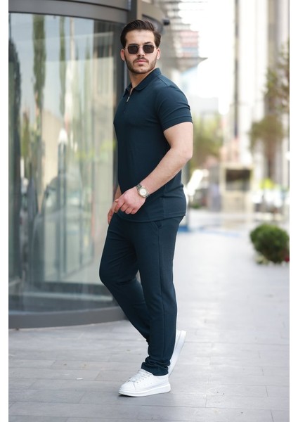 Erkek Yakalı Fermuarlı T-Shirt Pantolon Ikili Rahat Takım fiyatları