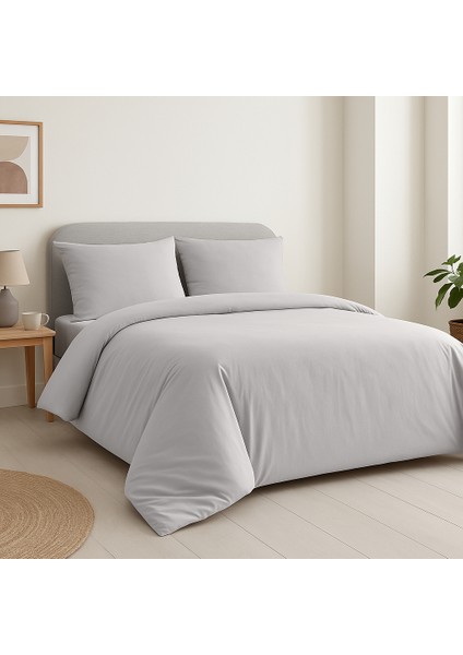 Gri Pamuklu Tek Kişilik Nevresim Takımı