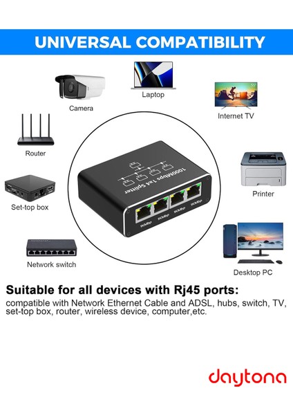 ZR889 1000MBPS Internet Hızı, Cat 8, Cat 7, Cat 6 Için Type C Güç Kablosu ile RJ45 Network Splitter Bilgisayarlar, Tv'ler, Yönlendiriciler Için Adaptör 1to4 indirimleri