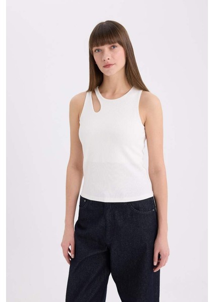Slim Fit Dar Kesim Bisiklet Yaka Fitilli Kaşkorse Atlet A3422AX25AU modelleri