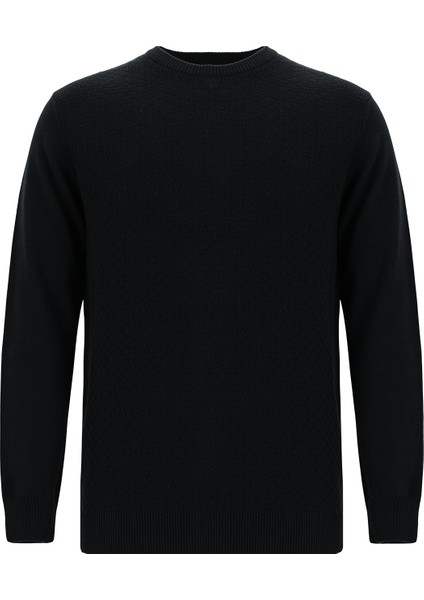 Bisiklet Yaka Regular Fit Desenli Pamuklu Kaşmirli Triko Kazak