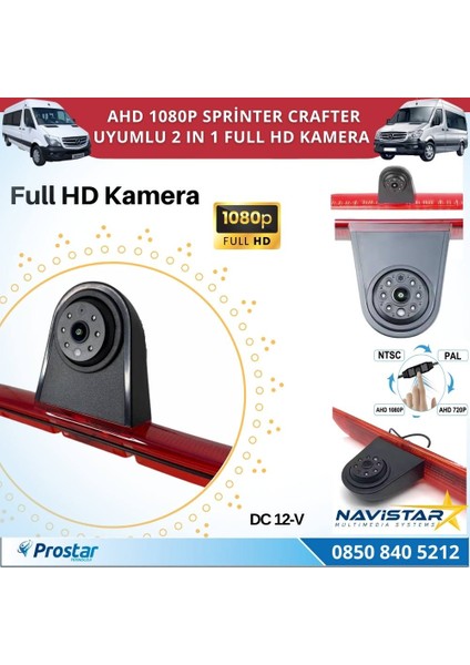 Mercedes Sprinter ve Vw crafter Için Profesyonel Ahd 1080P Geri Görüş Kamerası fiyatları