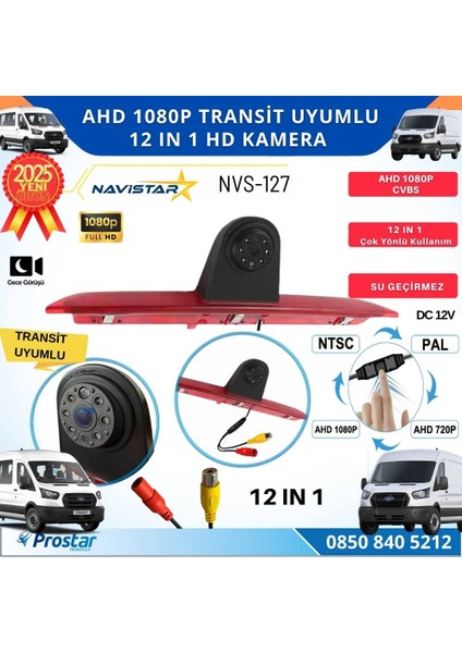 Ford Transit Için Profesyonel Ahd 1080P 12 In 1 Butonlu Geri Görüş Kamerası