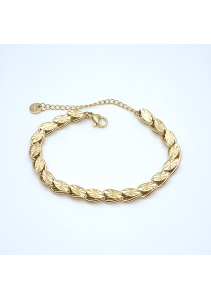 Kalem Işlemeli Arpa Pullu Çelik Bileklik