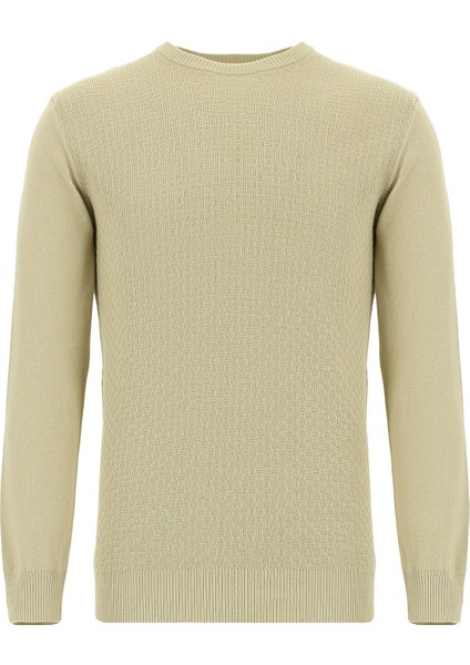 Bisiklet Yaka Regular Fit Desenli Pamuklu Kaşmirli Triko Kazak