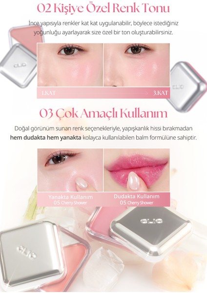 Dudak ve Yanak Renklendirici Balm Clıo Essential Lipcheek Tap (05 Cherry Shower)