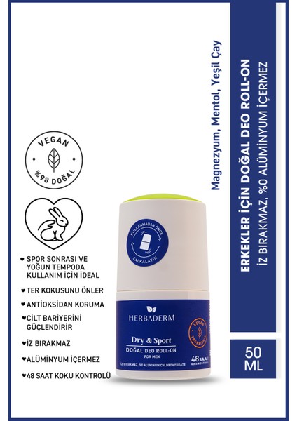 Erkekler Için Doğal Deo Roll-On 50 ml