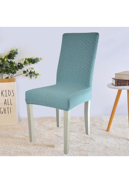 Tuğla Desen Likrali Jakarlı Kümaş Sandalye Örtüsü, Lastikli, Esnekli Sandalye Kılıfı 6 Adet