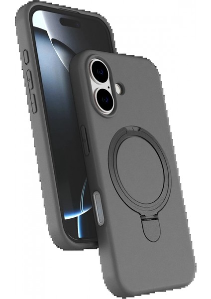 Apple iPhone 16 Plus Regal Magsafe Standlı Kapak - Titan Gri