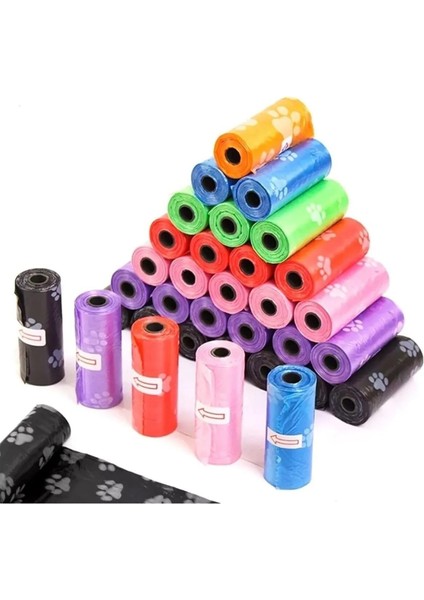 Kedi Köpek Kaka Poşeti 180 Adet | 12 Rulo Renkli Hijyenik Kokusuz Sızdırmaz Dışkı Toplama Poşeti