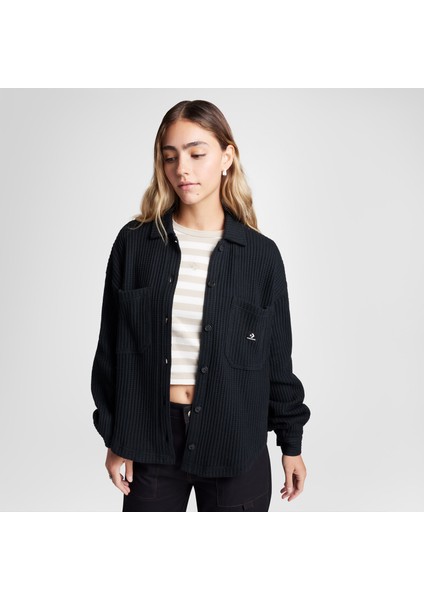 Kadın Oversize Fit Siyah Gömlek.001