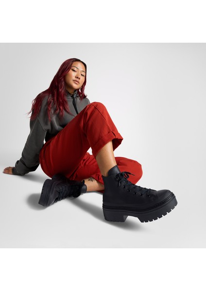 Chuck Taylor All Star Lugged Heel Kadın Siyah Deri Platform Bot.001 fırsatları