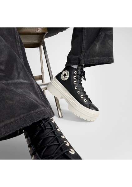 Chuck Taylor All Star Lugged Heel Kadın Siyah Deri Platform Bot.001 indirimleri
