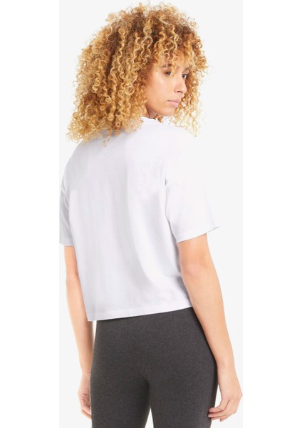 Ess Cropped Logo Light Straw Kadın Beyaz Günlük T-Shirt.02 fırsatları