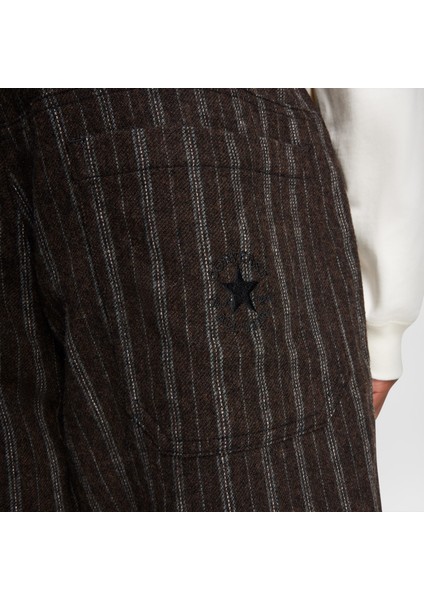 Unisex Loose Fit Çizgili Kahverengi Pantolon.216 modelleri