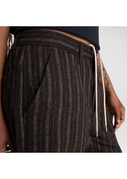 Unisex Loose Fit Çizgili Kahverengi Pantolon.216 fırsatları