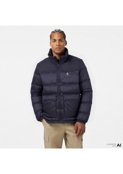 Erkek Dik Yaka Siyah Şişme Mont.001