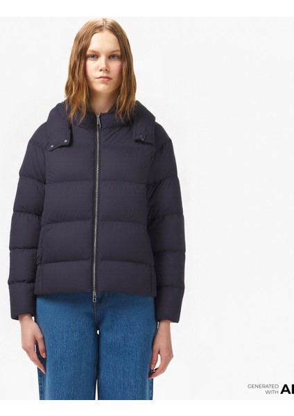 Converse Kadın Kapüşonlu Siyah Şişme Mont.001