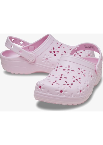 Classic Floral Cut Out Clog Kadın Pembe Terlik.6ZW fırsatları