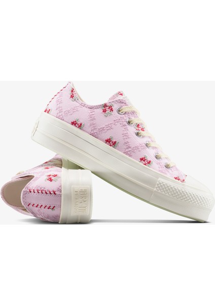 Chuck Taylor All Star Lift Rose Cross Stitch Kadın Pembe Platform Sneaker.681