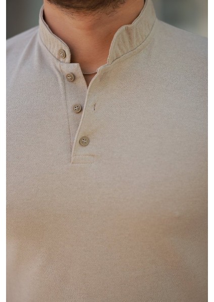 Erkek Hakim Yaka Dokuma Pamuklu Kumaş Kısa Kollu T-Shirt modelleri