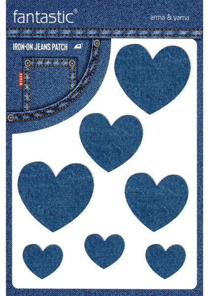 Ütü ile Yapışan Kot Arma Patch Kot Yaması, Denim, Jeans Onarım & Dekoratif Amaçlı Kalp Şeklinde Indigo Mavi Renkte Şekilli Kot Denim Yama