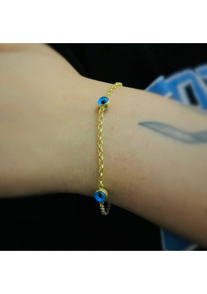 14 Ayar Nazar Boncuklu Altın Bileklik 1.86 Gr. modelleri