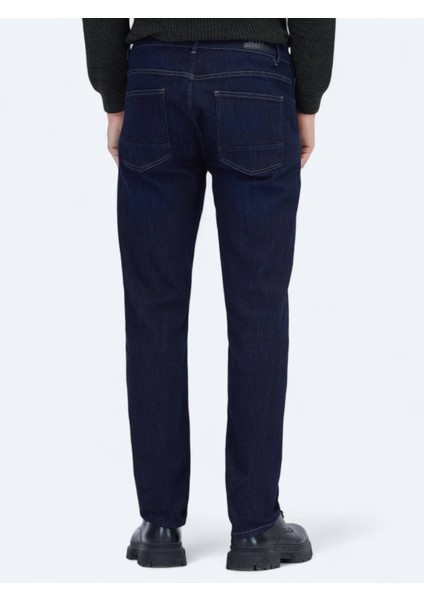 Lacivert Düz Slim Fit Denim Pamuk Karışımlı Pantolon fırsatları