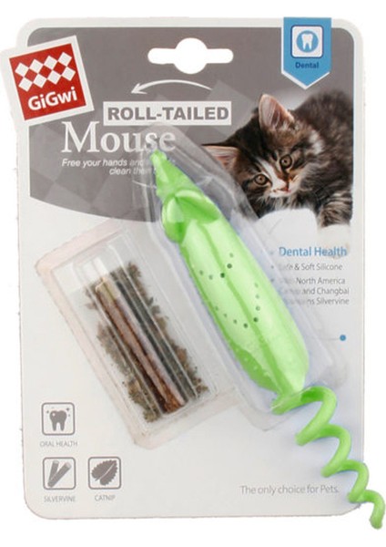 Fare Şeklinde Catnipli Plastik Kedi Oyuncağı 16 Cm Yeşil