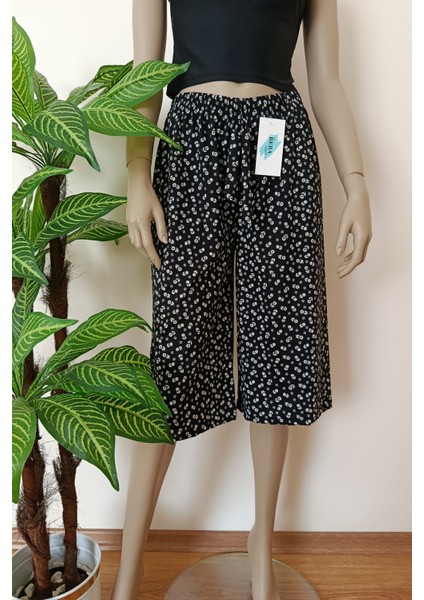 Kadın Baskılı Yumuşak Dokulu Pamuklu Penye Bermuda Alt indirimleri