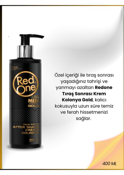 Gold Tıraş Sonrası Krem Kolonya 400 ml – Ferahlatıcı, Kalıcı Koku ve Cildi Yatıştıran Yanma Azaltıcı Etki
