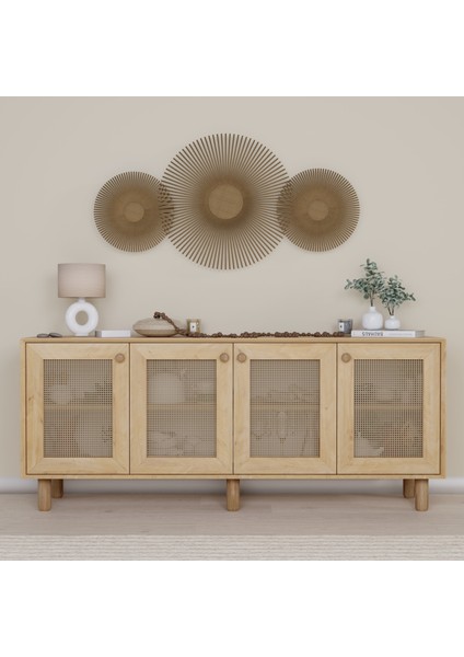 Bohem Serisi Natura Pvc Hasır Desen Ceviz - Meşe Konsol