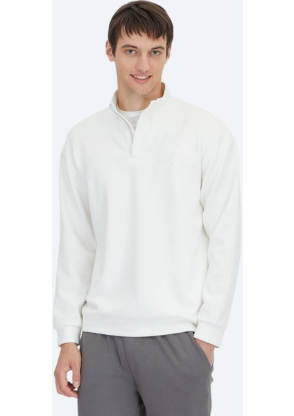 Ekru Dik Yaka Sweatshırt