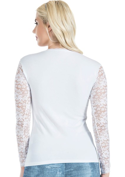 Uzun Kol Dantelli Kadın Tişört 243 fiyatları