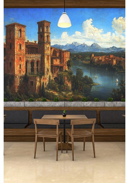 Klasik Tarihi Kale Desenli Duvar Kağıdı fiyatları