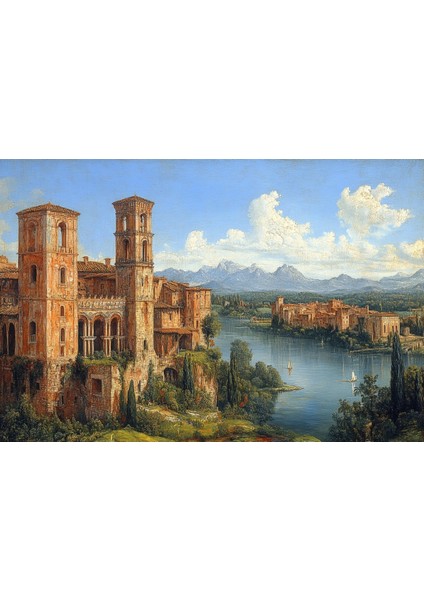 Klasik Tarihi Kale Desenli Duvar Kağıdı modelleri