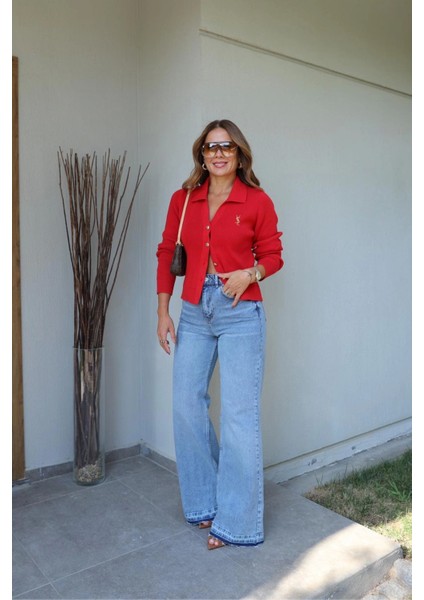 Mavi Taşlamalı Bol Paça Jean Pantolon modelleri