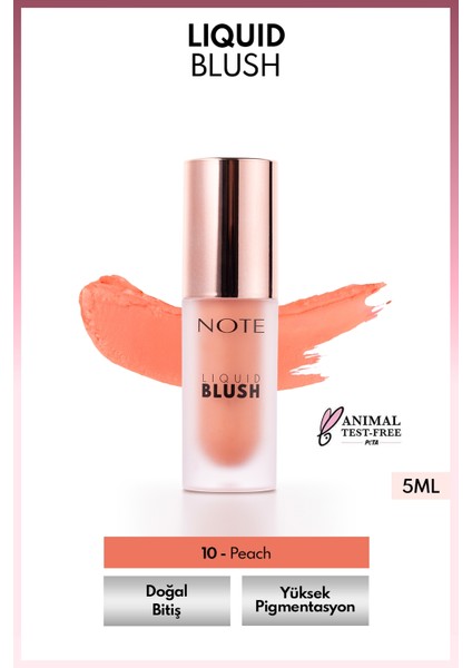 Liquid Blush Nemlendirici Etkili Likit Allık - 10 Peach (Işıltılı)
