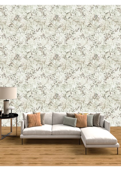 Vintage Zarif Çiçek ve Kuş Desenli Duvar Kağıdı